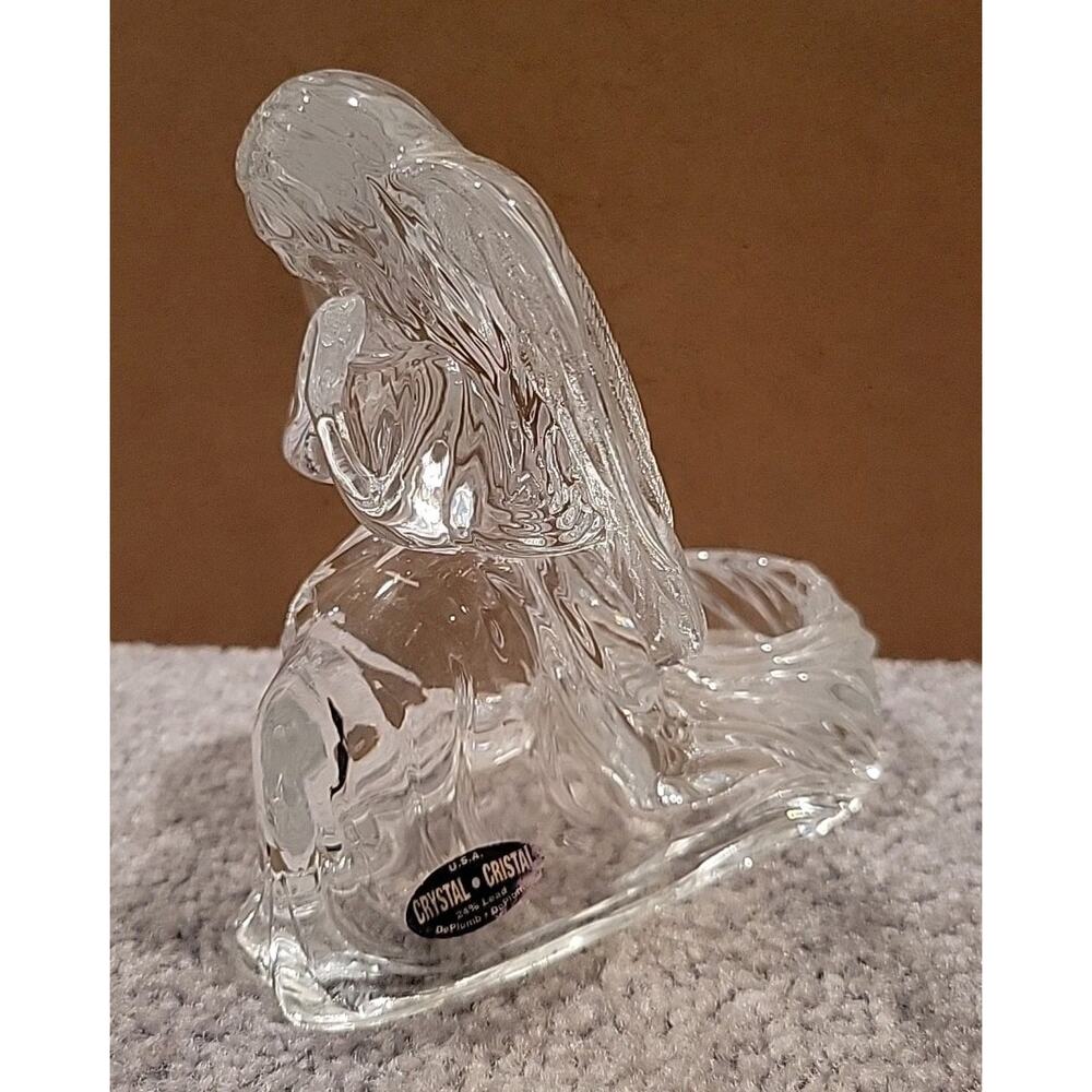 DEPLOMB Praying Angel Lead Crystal Votive Tea Light 1990s